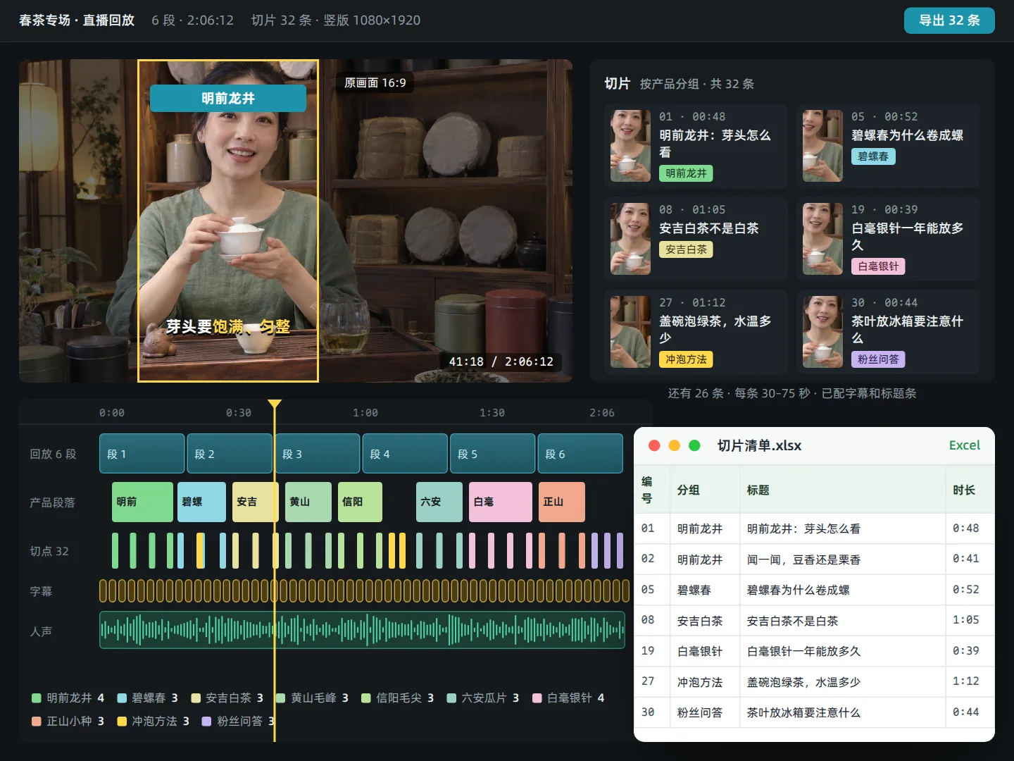 一条长视频拆成几十条短片