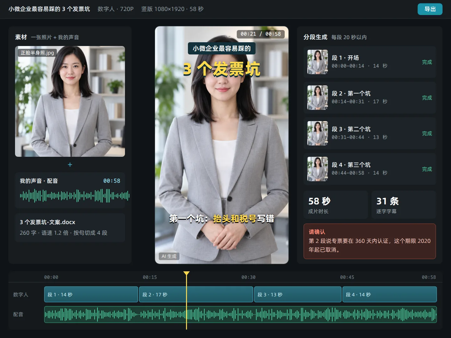 一张照片做成数字人口播
