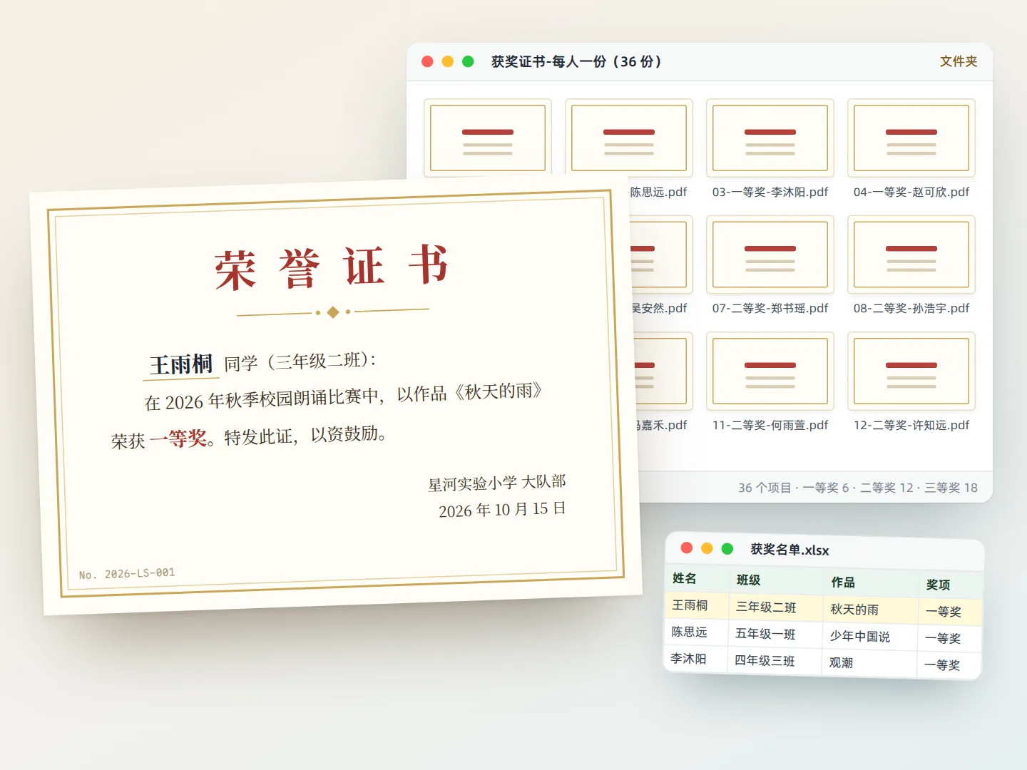 名单批量生成证书和邀请函
